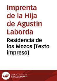 Residencia de los Mozos | Biblioteca Virtual Miguel de Cervantes