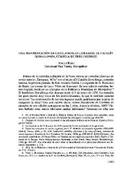 Una manifestación de catalanofilia literaria: "El Catalán Serrallonga", comedia de tres ingenios / Adrien Roig | Biblioteca Virtual Miguel de Cervantes