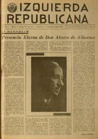 Izquierda Republicana. Año XV, núm. 92, septiembre-octubre de 1954 | Biblioteca Virtual Miguel de Cervantes