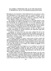  La obra literaria de Juan de Palafox y Mendoza, escritor hispanoamericano  / Francisco Sánchez-Castañer | Biblioteca Virtual Miguel de Cervantes