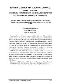 El sujeto escindido y la renuncia a la novela como totalidad. (Escritura fragmentaria e hibridación genérica en la narrativa de Enrique Vila-Matas) / Olalla Castro Hernández | Biblioteca Virtual Miguel de Cervantes