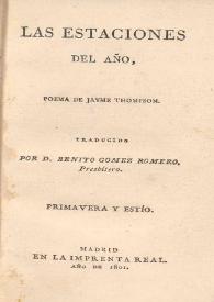 Las estaciones del año : poema / de Jayme Thompson ; traducción por Benito Gomez Romero | Biblioteca Virtual Miguel de Cervantes