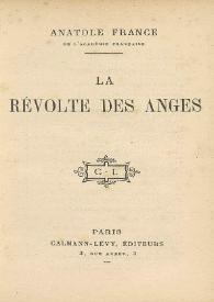 La révolte des anges / Anatole France | Biblioteca Virtual Miguel de Cervantes
