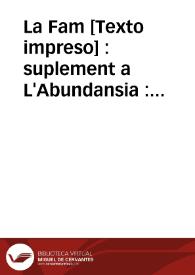La Fam : suplement a L'Abundansia : periodic fallero | Biblioteca Virtual Miguel de Cervantes