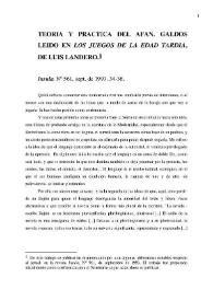 Galdós y la novela actual: de "Los juegos de la edad tardía" a "La desheredada", un doble trayecto / Joan Oleza | Biblioteca Virtual Miguel de Cervantes