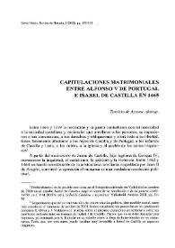 Capitulaciones matrimoniales entre Alfonso V de Portugal e Isabel de Castilla en 1465 / Tarsicio de Azcona | Biblioteca Virtual Miguel de Cervantes