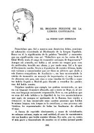 El diálogo perenne de la lengua castellana / por Pedro Laín Entralgo | Biblioteca Virtual Miguel de Cervantes