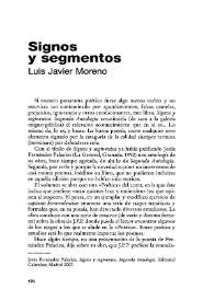 Signos y segmentos / Luis Javier Moreno | Biblioteca Virtual Miguel de Cervantes