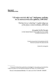 "Al mejor servicio del rey". Indígenas realistas en la contrarrevolución quiteña, 1809-1814  / Alexandra Sevilla Naranjo | Biblioteca Virtual Miguel de Cervantes