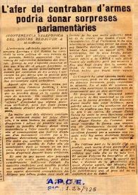 L'afer del contraban d'armes podria donar sorpreses parlamentàries | Biblioteca Virtual Miguel de Cervantes