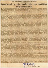 Amistad y ejemplo de un militar republicano | Biblioteca Virtual Miguel de Cervantes