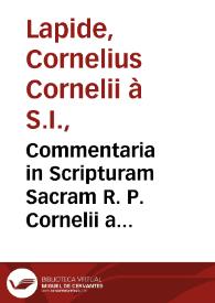 Commentaria in Scripturam Sacram R. P. Cornelii a Lapide... Tomus vigesimus. Epistolarum canonicarum / accurate recognovit ac notis illustravit Augustinus Crampon | Biblioteca Virtual Miguel de Cervantes