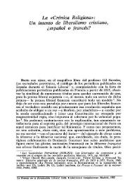 La "Crónica religiosa" : Un intento de liberalismo cristiano, ¿español o francés? / Gérard Dufour  | Biblioteca Virtual Miguel de Cervantes