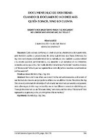 Document(al) o de identidad: cuando el documento no dice más quién somos, sino lo cuenta / Alberto Loco | Biblioteca Virtual Miguel de Cervantes