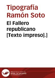 El Fallero republicano  | Biblioteca Virtual Miguel de Cervantes