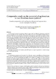 Comparative study on the potential of agritourism 
in two Brazilian municipalities / Bernadete da Conceição Carvalho Gomes Pedreira, Elaine Cristina Cardoso Fidalgo
 | Biblioteca Virtual Miguel de Cervantes