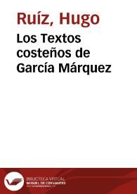 Los Textos costeños de García Márquez | Biblioteca Virtual Miguel de Cervantes