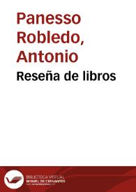 Reseña de libros | Biblioteca Virtual Miguel de Cervantes
