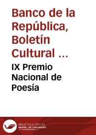 IX Premio Nacional de Poesía | Biblioteca Virtual Miguel de Cervantes