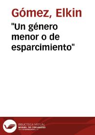 "Un género menor o de esparcimiento" | Biblioteca Virtual Miguel de Cervantes