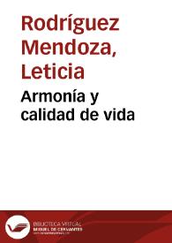 Armonía y calidad de vida | Biblioteca Virtual Miguel de Cervantes