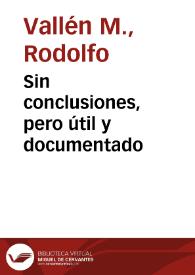 Sin conclusiones, pero útil y documentado | Biblioteca Virtual Miguel de Cervantes