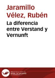 La diferencia entre Verstand y Vernunft | Biblioteca Virtual Miguel de Cervantes