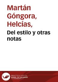 Del estilo y otras notas | Biblioteca Virtual Miguel de Cervantes