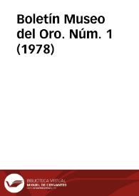 Boletín Museo del Oro. Núm. 1 (1978) | Biblioteca Virtual Miguel de Cervantes