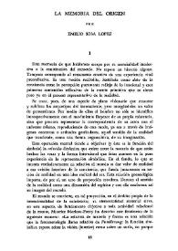 La memoria del origen / por Emilio Sosa López | Biblioteca Virtual Miguel de Cervantes