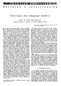 Patología del lenguaje médico / Pedro Laín Entralgo | Biblioteca Virtual Miguel de Cervantes
