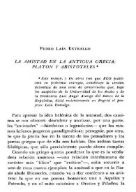 La amistad en la antigua Grecia: Platón y Aristóteles / Pedro Laín Entralgo | Biblioteca Virtual Miguel de Cervantes