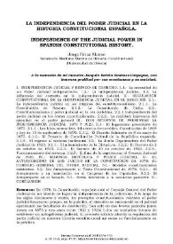 La independencia del Poder Judicial en la historia constitucional española  / Jorge Pérez Alonso | Biblioteca Virtual Miguel de Cervantes