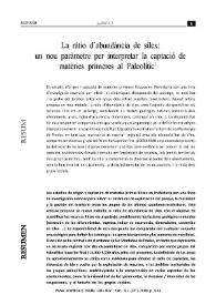 La ràtio d'abundància de sílex: un nou paràmetre per interpretar la captació de matèries primeres al Paleolític / María Soto, Bruno Gómez de Soler, Josep Vallverdú | Biblioteca Virtual Miguel de Cervantes