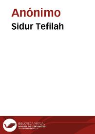 Sidur Tefilah | Biblioteca Virtual Miguel de Cervantes