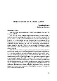 Mis recuerdos de Juan Gil-Albert / Francisco Brines y Guillermo Carnero | Biblioteca Virtual Miguel de Cervantes