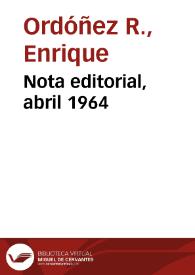 Nota editorial, abril 1964 | Biblioteca Virtual Miguel de Cervantes