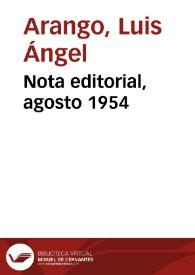 Nota editorial, agosto 1954 | Biblioteca Virtual Miguel de Cervantes