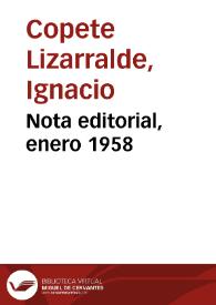 Nota editorial, enero 1958 | Biblioteca Virtual Miguel de Cervantes