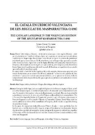 El català en l'edició valenciana de les "Regulae" de Masparrautha (1498) / Javier Giralt Latorre | Biblioteca Virtual Miguel de Cervantes