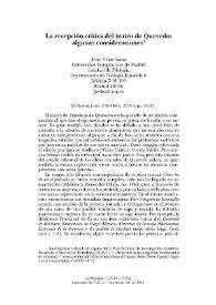 La recepción crítica del teatro de Quevedo: algunas consideraciones / Julio Vélez Sainz | Biblioteca Virtual Miguel de Cervantes