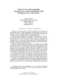 Sobre el texto de la comedia "Cómo ha de ser el privado", de Quevedo. Deturpaciones y enmiendas / Ignacio Arellano | Biblioteca Virtual Miguel de Cervantes