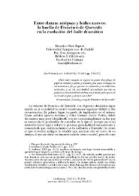 Entre danzas antiguas y bailes nuevos: la huella de Francisco de Quevedo en la evolución del baile dramático / Francisco Sáez Raposo | Biblioteca Virtual Miguel de Cervantes
