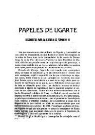 Papeles de Ugarte. Documentos para la historia de Fernando VII / Elías Ortiz de la Torre | Biblioteca Virtual Miguel de Cervantes
