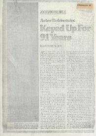 An 80/90 Profile : Artur Rubinstein: Keyed Up For 91 years  / by Anthony Morris | Biblioteca Virtual Miguel de Cervantes