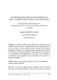 Desaprendizaje e inestabilidad. Perspectivas para una teoría cognitiva de la lectura poética / Amelia Gamoneda Lanza | Biblioteca Virtual Miguel de Cervantes