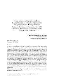 Ni tan recientes ni tan prescindibles: la Constitución de 1812, las diputaciones y el (re)nacimiento de las provincias  / Francisco Carantoña Álvarez  | Biblioteca Virtual Miguel de Cervantes