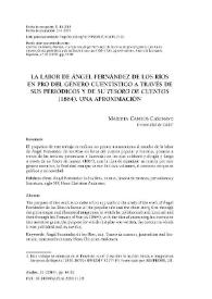 La labor de Ángel Fernández de los Ríos en pro del género cuentístico a través de sus periódicos y de su "Tesoro de cuentos" (1864). Una aproximación / Marieta Cantos Casenave | Biblioteca Virtual Miguel de Cervantes