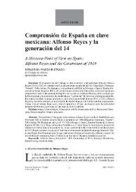 Comprensión de España en clave mexicana: Alfonso Reyes y la generación del 14 / Sebastián Pineda Buitrago | Biblioteca Virtual Miguel de Cervantes