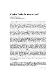 Carlos París: In memoriam / Diego Núñez Ruiz y Pedro Ribas | Biblioteca Virtual Miguel de Cervantes